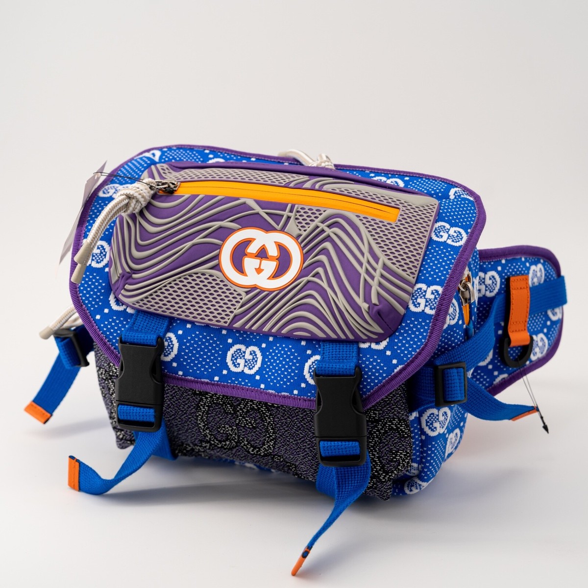 Gucci Nylon Backpack Ripstop GG Allover Blue Orange Jersey 