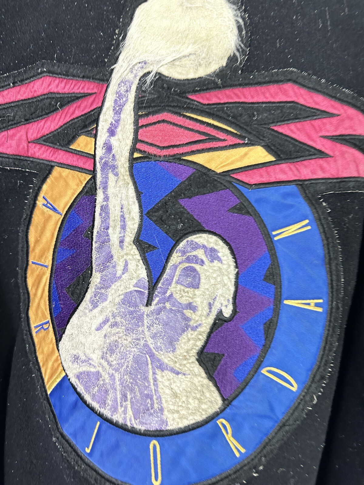 Vintage Air Jordan Jacket Mens Large Black Leather Varsity Bomber 90s MJ 23 image 4