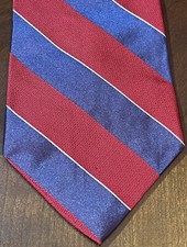 Tommy Hilfiger Blue Red 100% Silk Men’s Neck Tie Made In Usa