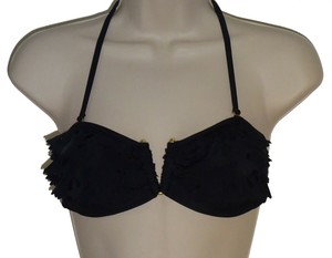black ruffle bandeau bikini top