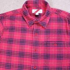 Best Made Co Mens Thick Flannel Work Shirt XS Red Plaid Elbow Patches Cotton