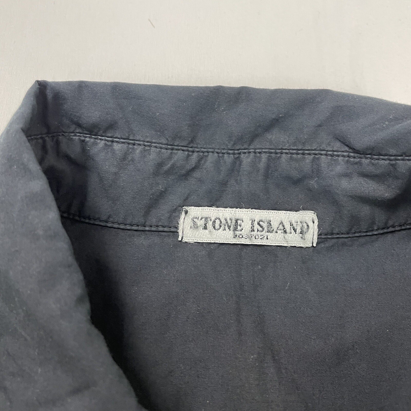 Vintage Stone Island Shirt Black Short Sleeve Button Down Spell Out Logo Medium thumbnail 3