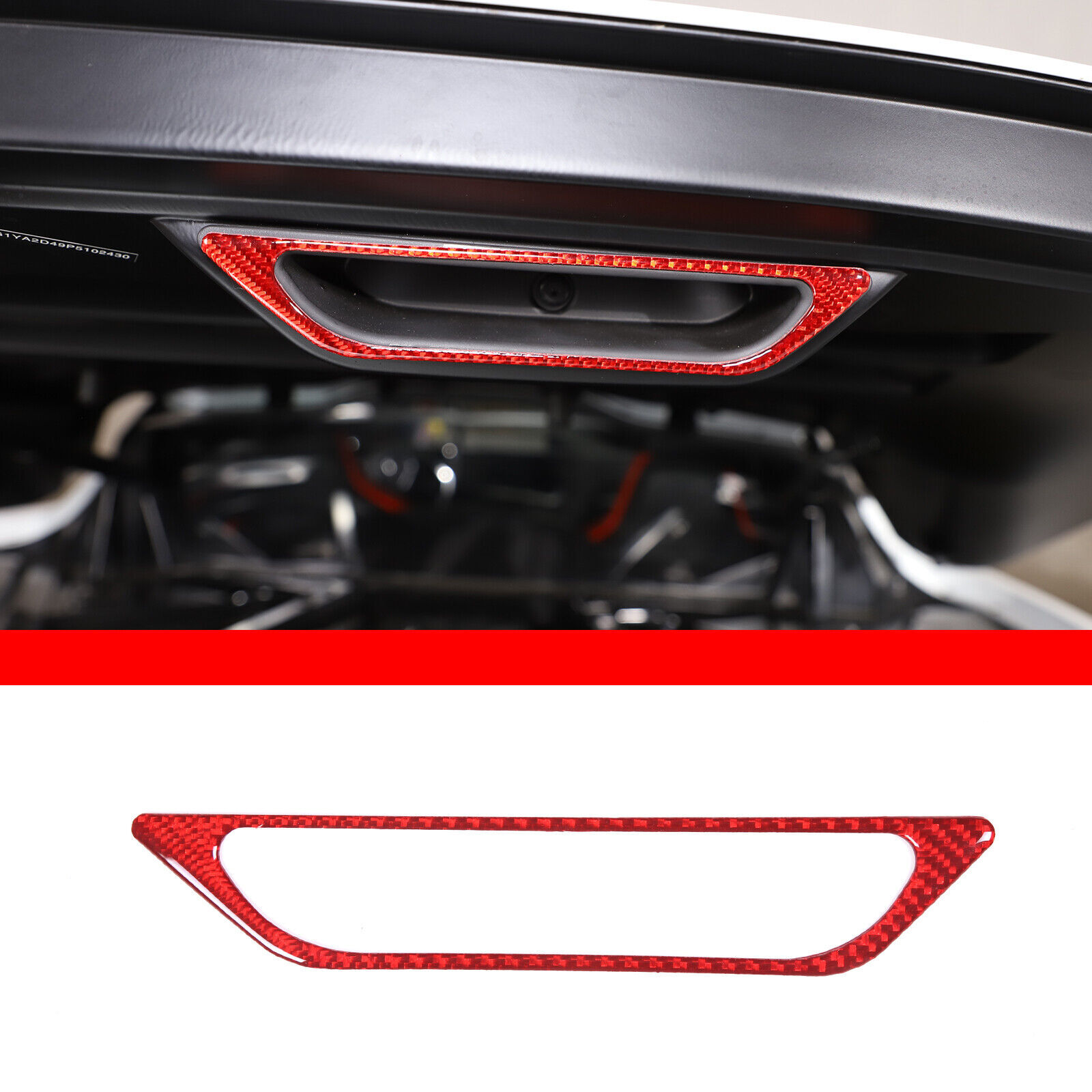 Red Carbon fiber Engine Compartment handle frame Trim For Corvette C8 2020-2023