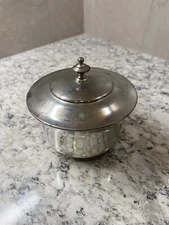 stieff pewter sugar bowl Numbered p117-23  Trinket Dish With Lid Vintage Signed