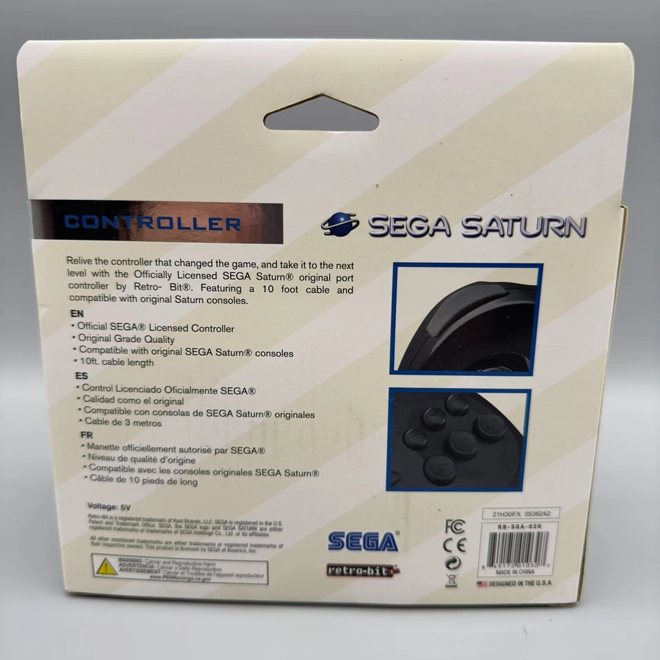 Retro-Bit Official Sega Saturn Controller Pad for Sega Saturn Black - Image 4 of 4
