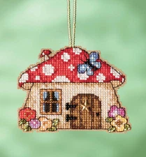 Cross Stitch Kit ~ Mill Hill Mushroom House Garden Gnomes Ornament #MH16-2215