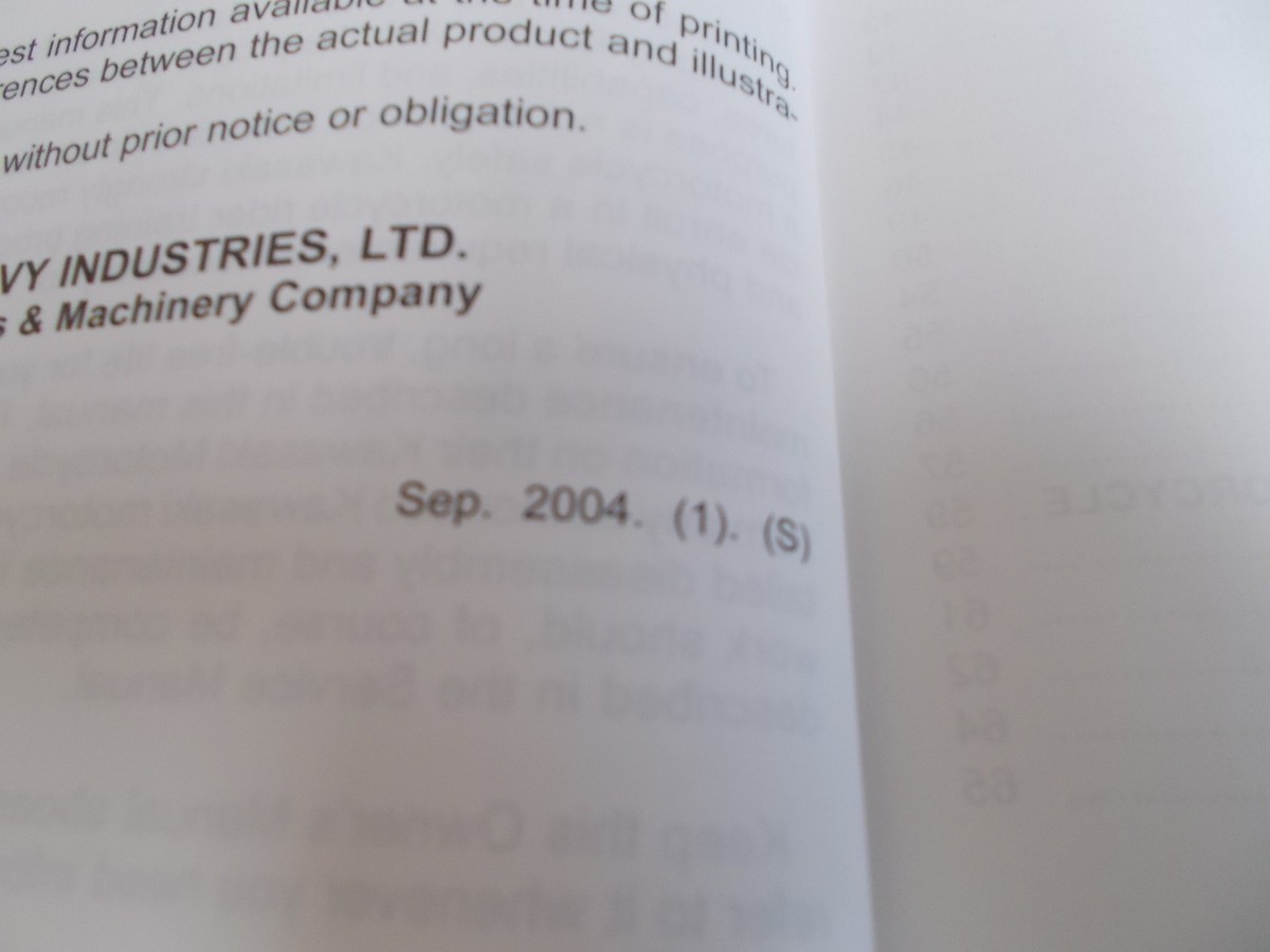 OEM Kawasaki Motorcycle Owners Manual (Pg181) 2004 ZX636 Ninja
