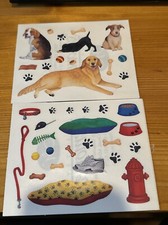 Creative Memories Lot of TWO 4" x 5" Stickers -Dogs, puppies, toys, bed, treats