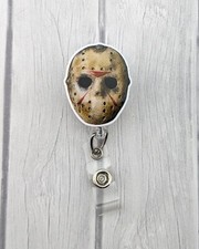 Halloween Retractable Badge Reel, Jason Planar Badge Reel, Fun Nurse Gift