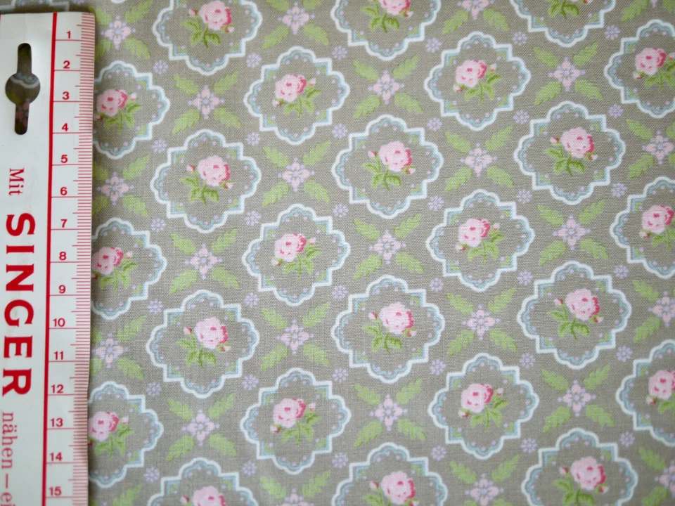 MODA Patchworkstoff, FINNEGAN, Baumwollstoff, Rosenstoff, Stoff Rosen, Blumen - Bild 4 von 4