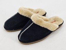 Sporto JASMINE Navy Blue Suede Faux FUR Slides Slippers Sz S 5/6 Womens