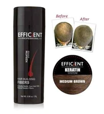 EFFICIENT Keratin Hair Loss Powder Concealer Thickening Fiber  Medium Brown 28g