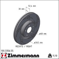 Zimmermann 100.3356.55 Bremsscheibe FüR Audi Porsche A5 A4 B8 A6 C7 A7 Q5 Macan