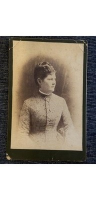 1890s Ohio Woman Cabinet Card Photo Elbridge Stone Studio High Collar Fashion