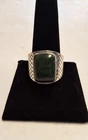 Vintage Men's Sterling Silver Signet Ring Size 12.5 Green Agate Stone