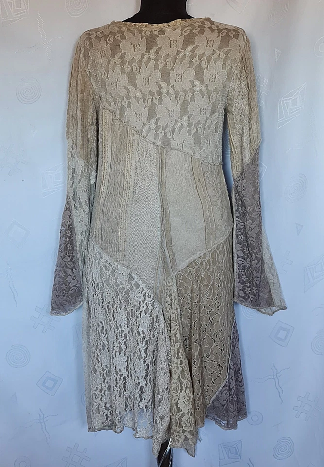 DRESS ITALY AUTHENTIC ELISA CAVALETTI BEIGE LACE CROSS WOMEN'S DRESS:US 6/SEU 34 - Image 3 of 4