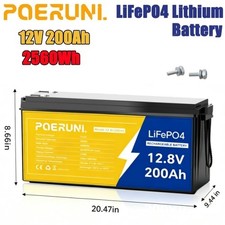 200Ah 12V LiFePO4 Lithium Battery Deep Cycle BMS 200Ah RV Marine Solar System