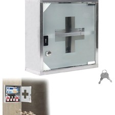 Moderner Medikamentenschrank aus Edelstahl mit Schlüsselverschluss - 30x30x12 cm