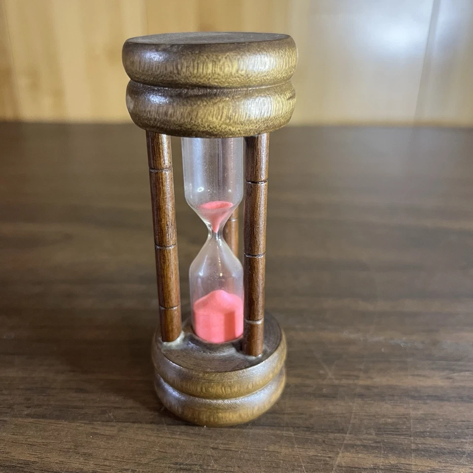 Temporizador de huevos de reloj de arena rosa vintage años 70 funcionando raro Foto 3 de 4
