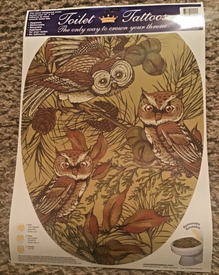 OWLS! Toilet Tattoos OWL, elongated toilet seat NEW Made in U.S.A.