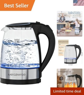 1.8L Healthy Electric Kettle, 1800W Borosilicate Glass Tea Kettle with Food G...