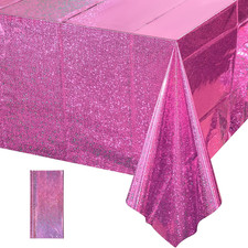 1 Pack Iridescence Plastic Tablecloths Shiny Disposable Laser Rectangle Table Co