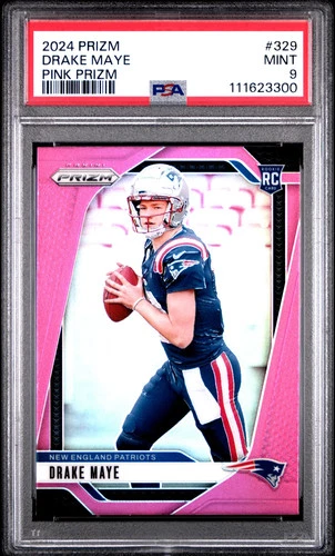 2024 Panini Prizm Drake Maye Pink #329 PSA 9