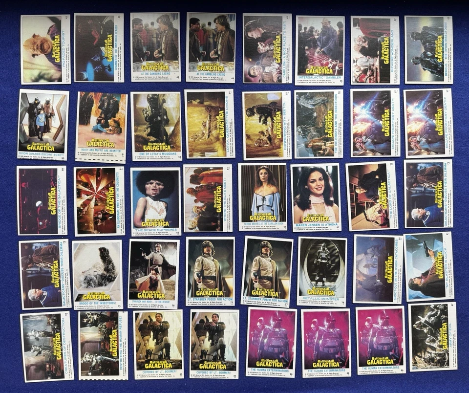 1978 Topps BATTLESTAR GALACTICA lote de 108 cartões e 4 adesivos - Imagem 2 de 3