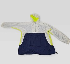 Vintage 90s Adidas Colorblock Windbreaker Jacket Navy White Neon Yellow Logo XL