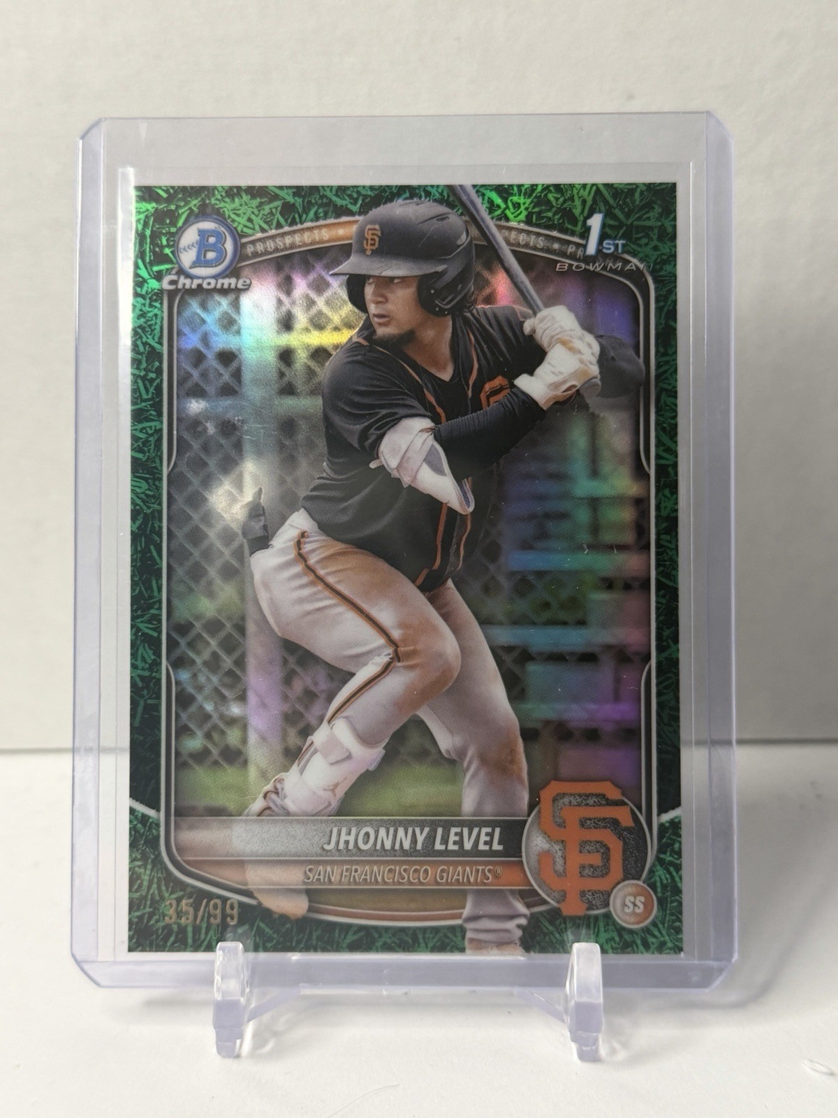 2025 Bowman Chrome Prospects Green Grass Refractor #/99 Jhonny Level #BCP-147