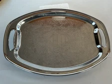 Irvinware Silver Tone Oval Platter Plate Made In USA Stamped 14x9 1/2”