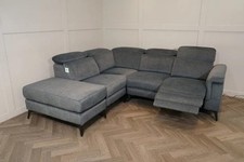 Devante Electric Recliner Corner Chaise Sofa Grey Fabric Adjustable Headrest USB