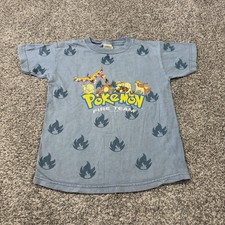 Vintage Pokemon Fire Team 1999 AOP Tee Shirt Size Youth 7 Charizard