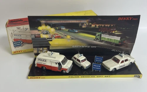 Vintage Dinky Toys 297 Police Vehicles Gift Set In Original Damaged Box & Insert