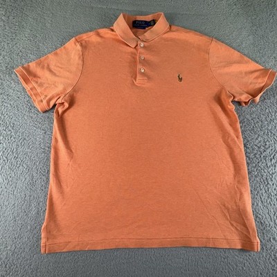 Polo Ralph Lauren Polo Shirt Men Medium Orange Heather Flesh Pony Soft Touch