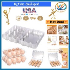 12 Pack Clear Plastic Egg Cartons Holds 12 Eggs Reusable Bulk Storage