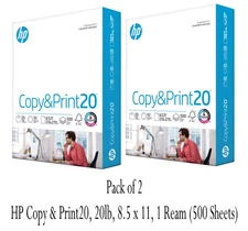 HP Copy & Print20, 20lb, 8.5 x 11, 1 Ream (500 Sheets) (2 Pack)