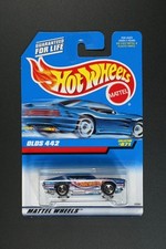 1997 Hot Wheels Mainline/Collector 871 OLDS 442 Blue Chrome-Base w/Chrome 5 Sp
