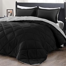 Comforter Set - Black and Grey Comforter Set Soft Bedding Queen Black/Grey