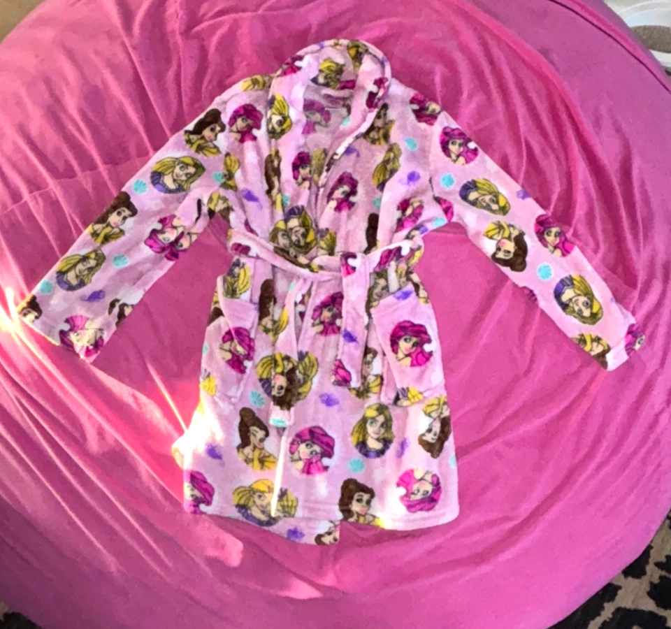 Disney Princesa Niños Niñas Rosa Albornoz Talla 8 Ariel Belle Rapunzel Ropa de Dormir Foto 2 de 4