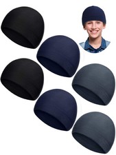 Syhood 6 Pcs Kids Fleece Beanie Boys, One Size, Dark Gray, Blue, Black