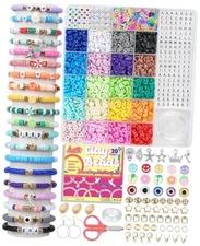  Bracelet Making Kit 5000 Pcs Clay Beads Flat Preppy Beads for Friendship 