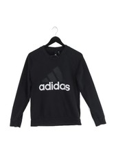 Adidas Women's Hoodie M Black Cotton with Polyester Pullover