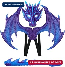 Dragon Wings Mask Tail Costume Set for Kids Realistic Dragon Cosplay Props for H