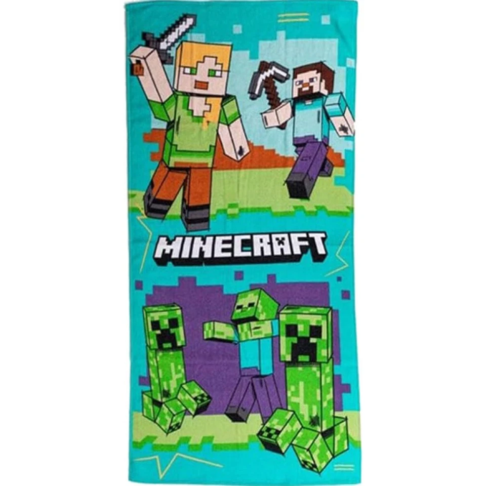 CARBOTEX Minecraft Battle Badetuch, Strandtuch 70x140cm