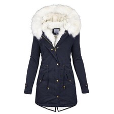 Fur Fleece Hooded Jacket Winter Parka Coats Plus Women Ladies Warm Long Coat UK