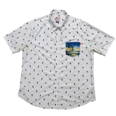 RSVLTS The Roosevelts Bob Ross Shirt Mens 2XL Short Sleeve Palm Tree White