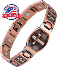 Pulsera de cobre puro para hombre,pulseras cruzadas magn ticas ultrarresistentes