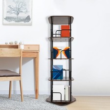 4 Tiers Spinning Bookcase Organizer 360  Rotating Bookshelf Tower 45x45x127.5cm