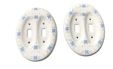 Vintage Porcelain Light Swith Cover Cottage Core  Floral Pastel Double Gang